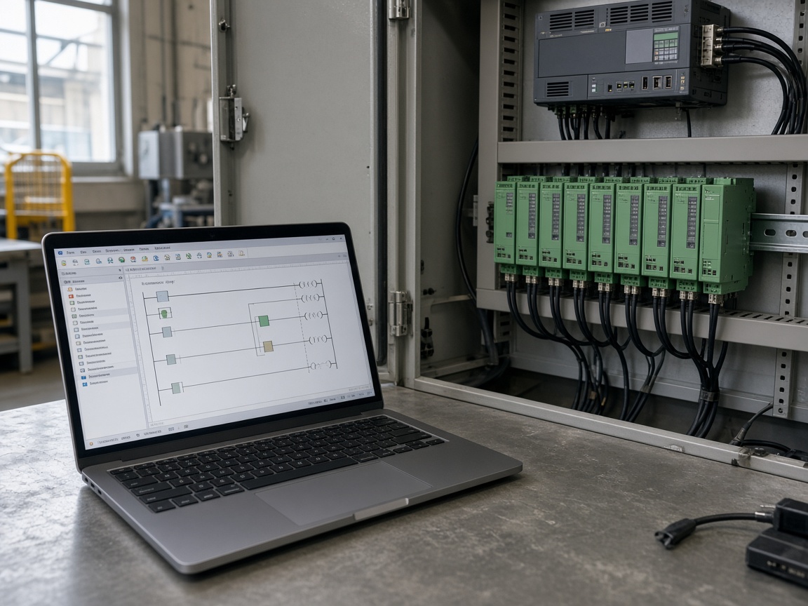 Programmazione di un controllo industriale accanto al quadro I/O