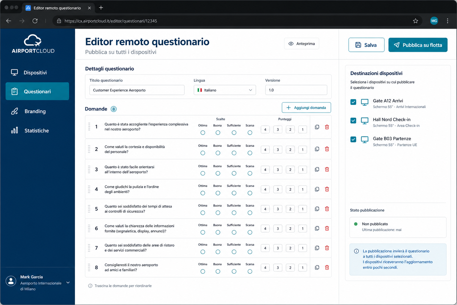 Editor remoto questionario